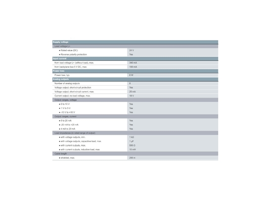 SIMATIC S7-300 PLC Analog Output SM 332 Isolated 8 AO U/I Siemens 6ES73325HF000AB0