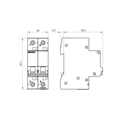 100% Strictly Tested 5SL6210-7CC 2-Pole Miniature Circuit Breaker for Siemens 400V 6kA