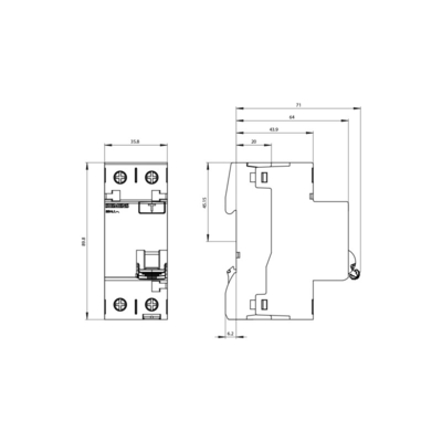 Siemens 5SV4614-0 2-pole Type AC Residual Current Operated Circuit Breaker 40A 300mA Un AC 230V