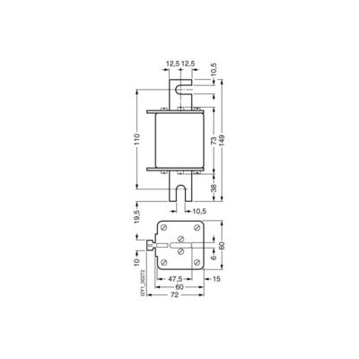 3NE3338-8 SITOR Fuse Link With Slotted Blade Contacts NH2 In 800 A aR Un AC 800 V Front Indicator 3NE33388