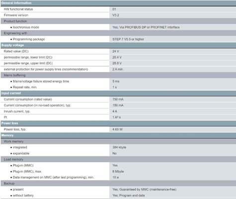 Excellent 6ES7315-2EH14-0AB0 SIMATIC S7-300 CPU 315-2PN/DP with 384KB Work Memory