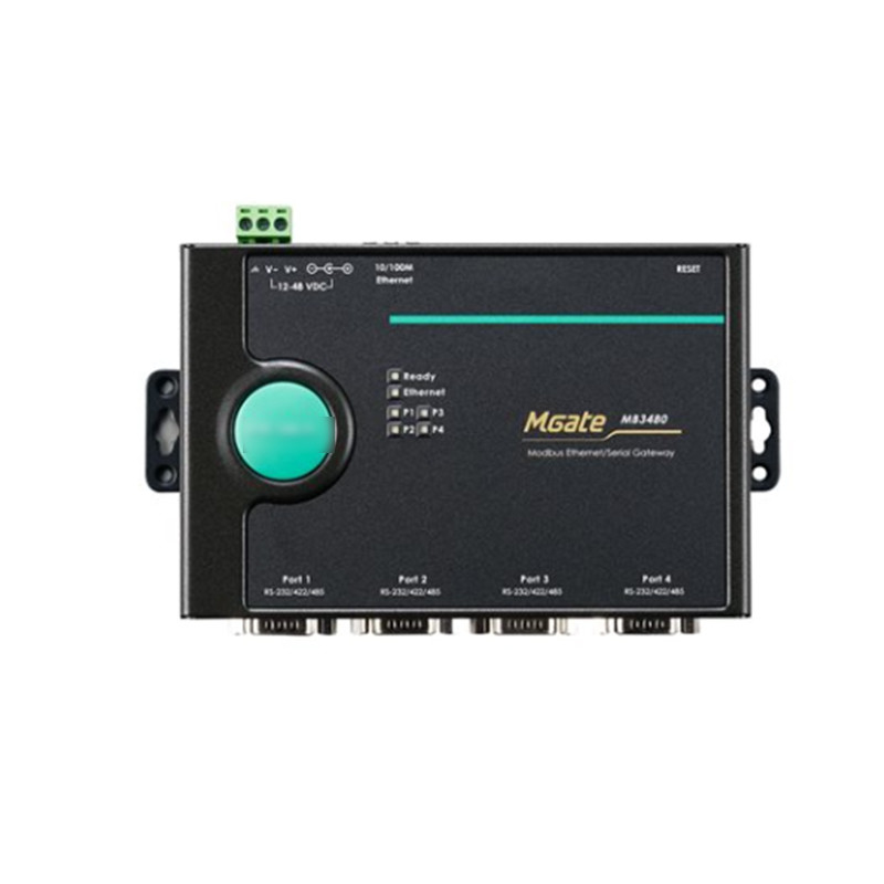 1 2 and 4-port Standard Serial Port to Ethernet Modbus Gateway MGATE MB3180 for MOXA