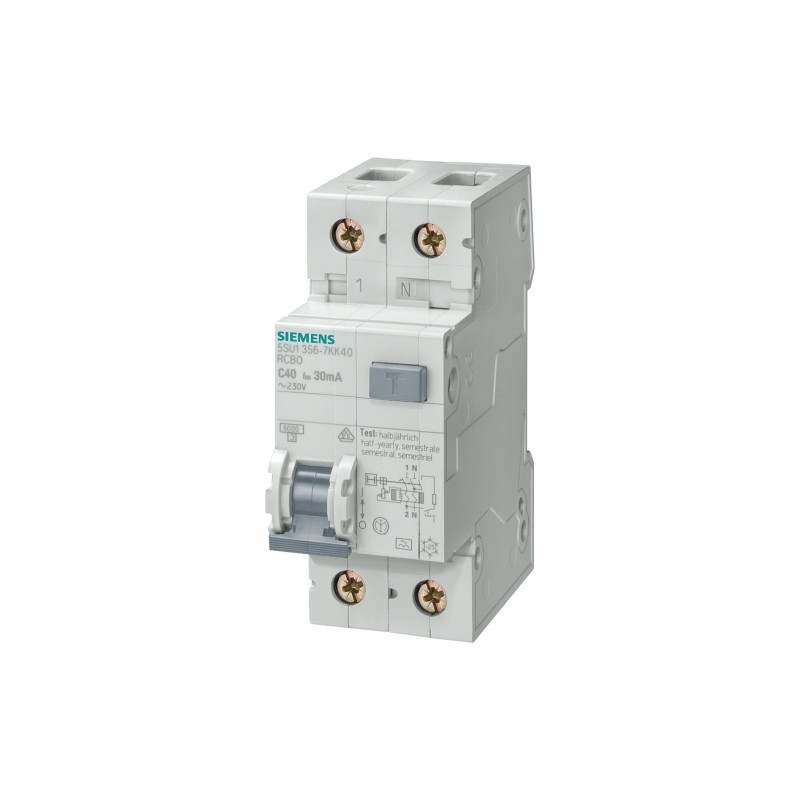 Siemens Low Voltage Distribution Circuit Breaker FI/LS AC 30MA 1 N-P C6 4.5KA5SU1353-1KK06