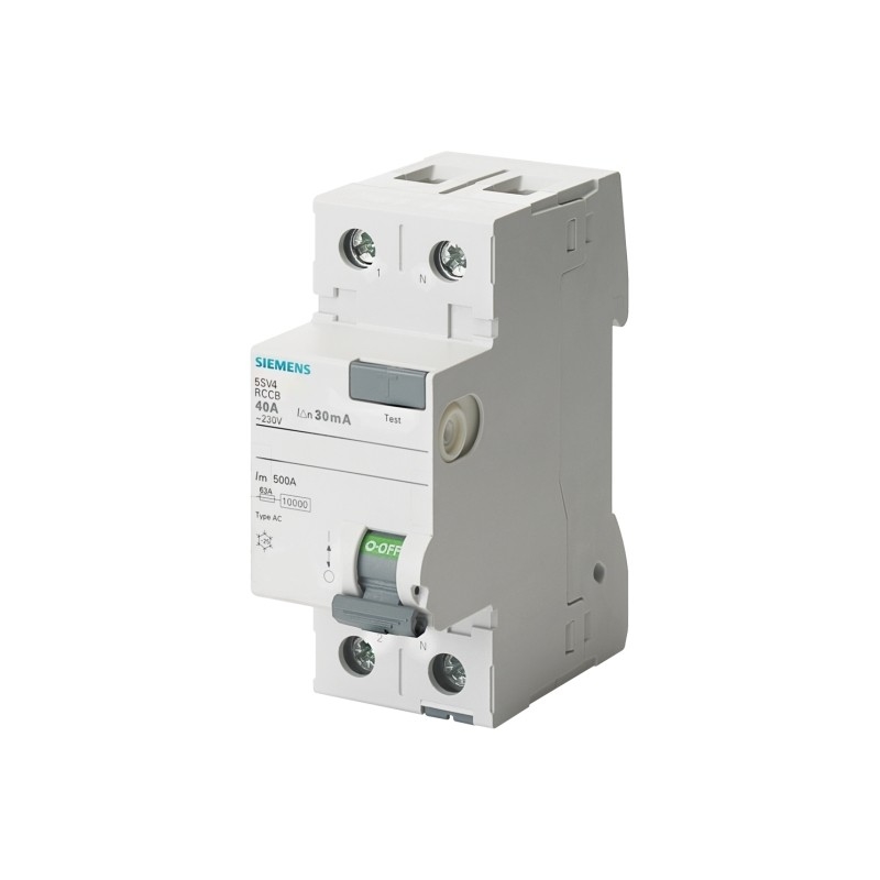 Siemens 5SV4614-0 2-pole Type AC Residual Current Operated Circuit Breaker 40A 300mA Un AC 230V