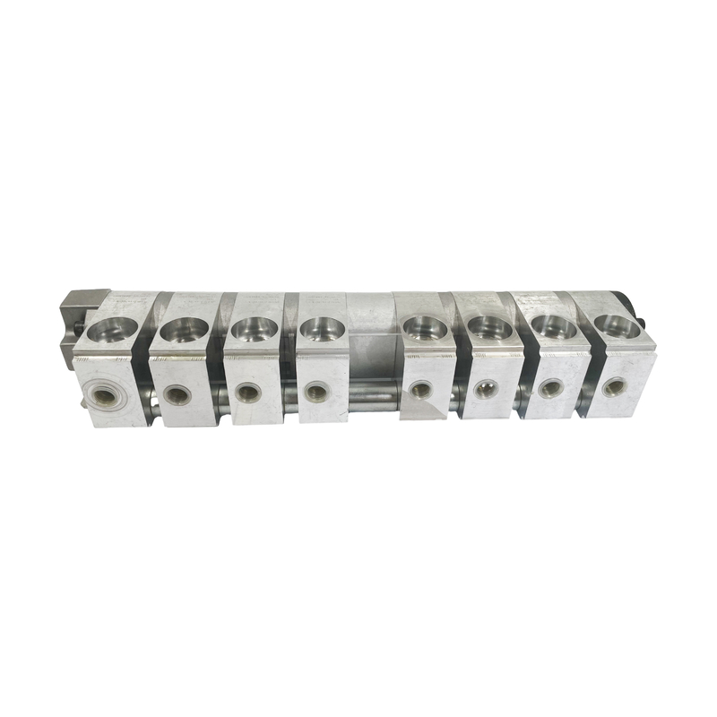 8-way Hydraulic Flow Distributor with 8 pressure 3-way Ball Valves and Manifold Block