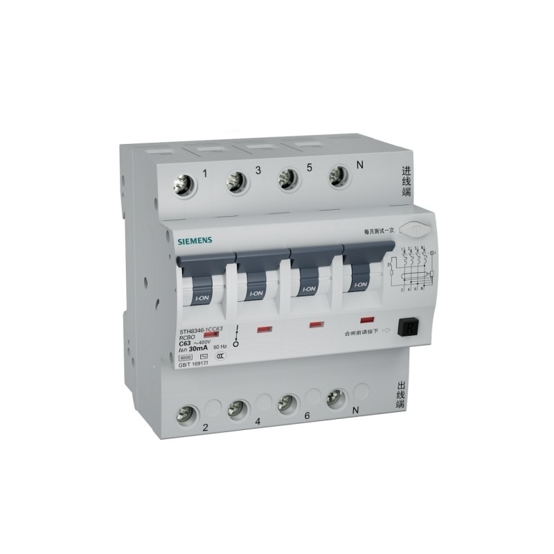 Siemens 5TH8346-1CC32 RCBO 4P C32 30mA ELE AC Circuit Breaker for Communication Interface