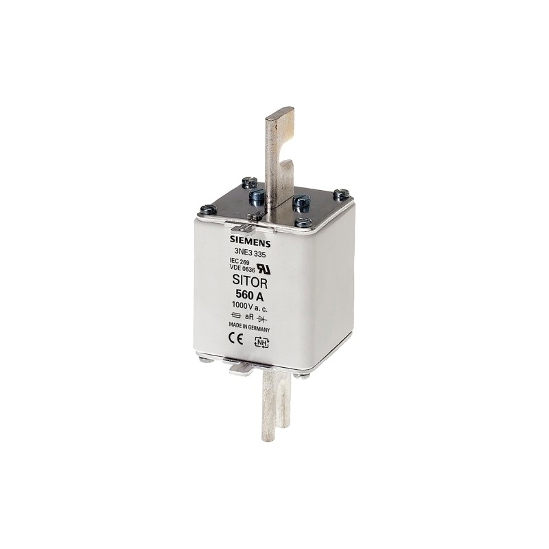 3NE3338-8 SITOR Fuse Link With Slotted Blade Contacts NH2 In 800 A aR Un AC 800 V Front Indicator 3NE33388
